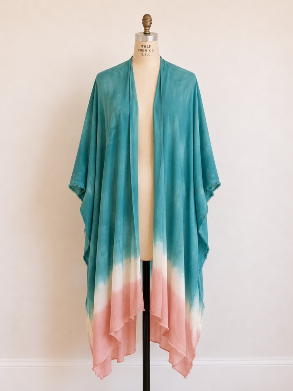 Tuesday Hand-Painted Ombré Kimono | Turquoise & Blush | One Size